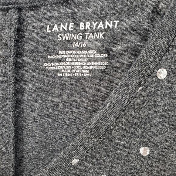 Lane Bryant Swing Tank Charcoal Gray with Silver Dots Womens 14/16‎ Pre-Owned - Picture 3 of 3